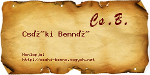 Csáki Bennó névjegykártya